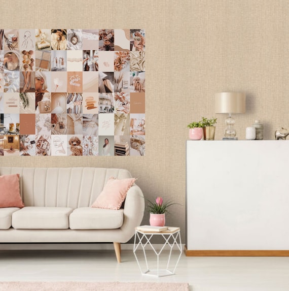 Photo Wall Collage Kit Beige Coffee Aesthetic set of 61 Photos