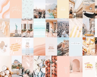 Peach Light Blue Aesthetic Set Of 70 Photos Digital Etsy