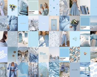 Photo Wall Collage Kit | Baby Light Blue Aesthetic 2 (Set of 80 photos) INSTANT Download | DIGITAL printable collage kit