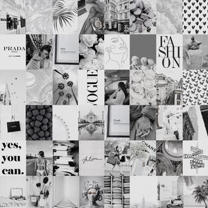 Kit collage fotografico da parete / Estetica in bianco e nero (set di 60 foto) Download immediato / Kit collage stampabile DIGITALE