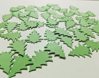 Christmas Tree Confetti Die Cuts, Party Decor, Green Pine Tree in Three Sizes