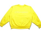 vintage CHAMPION big logo sweatshirt Size S men 39 s yellow unisex bright acid colorway authentic rare rave 90s 80s hipster hip hop retro sport
