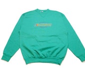 vintage CHAMPION sweatshirt SIZE L big logo 90s acid casual made in USA green retro rave rare hipster sweater authentic 80s mens unisex wear