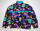 vintage FILA FLEECE Magic Line men 39 s Size XL XXl authentic sweater abstract print patterned acid 90s 80s rare retro hipster rave streetwear
