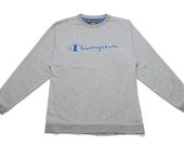 vintage CHAMPION USA big logo sweatshirt Size S men 39 s gray blue long sleeve sweater retro rare rave hipster authentic 90s activewear casual