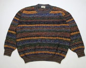vintage MISSONI SPORT made in Italy Size L 54 mens authenitc knitted sweater oversized 90s 80s retro hipster rare streetwear luxury rainbow
