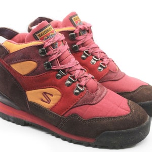 vintage SALOMON Trekking Shoes authentic athletic boots Size Women&#39;s US 6.5 red outdoor Sneakers retro sport style trainers 90&#39;s