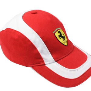 vintage FERRARI Kids Size Michael Schumacher F1 men&#39;s Baseball Cap Hat red white Big logo authentic race team retro 90s Formula 1 auto sport