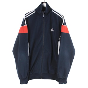 vintage ADIDAS Track Jacket Size XXL blue retro hipster 90s Germany classic style rave athletic sport windbreaker full zip light wear