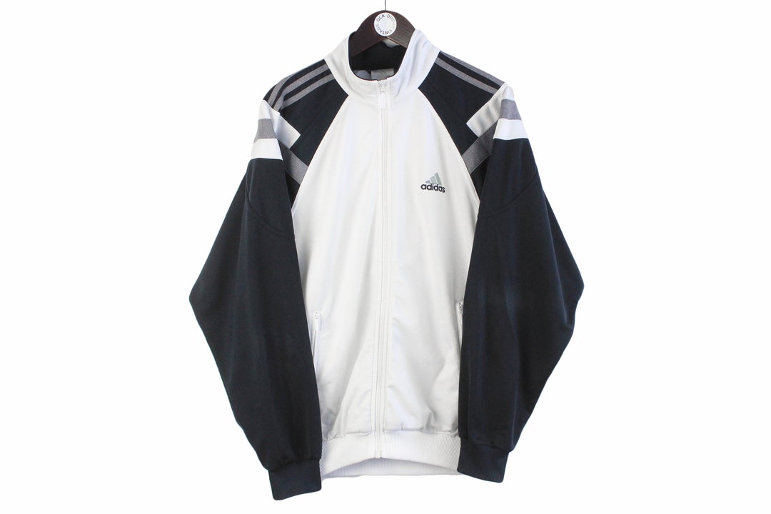 Vintage ADIDAS Track Jacket Size L Authentic White Black Big