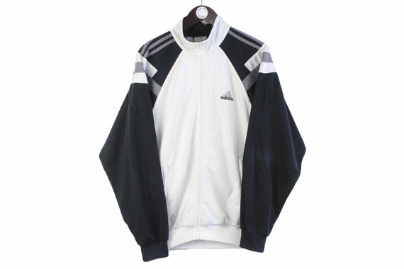 Vintage ADIDAS Track Jacket Size L Authentic White Black Big
