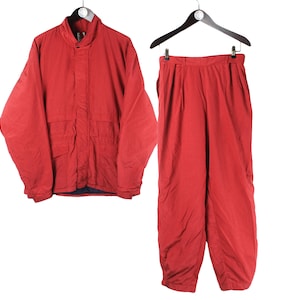vintage ADIDAS Ski Suit Size S/M men's authentic Jacket Pants sportswear Jumpsuit 90's retro winter warm wear bright red classic sport style
