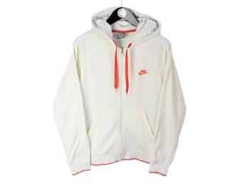 Sudadera con capucha y cremallera completa NIKE vintage de manga larga auténtica, talla S, para hombre, estilo deportivo, estilo hip hop, estilo urbano, con logo grande
