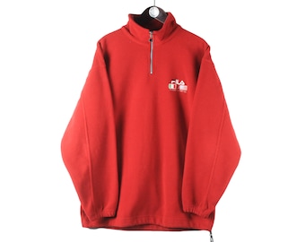 vintage FILA Fleece 1/4 Zip small logo Size XL men's red oversize 90s retro winter sport jumper Sweater ski sport outdoor trekking