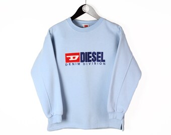 Vintage DIESEL Sweatshirt Big Logo Rare Blue Retro Sweat Women's