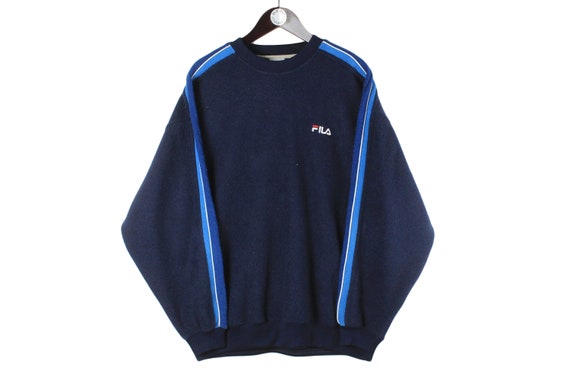 Vintage FILA fleece sweater klein logo maat L heren authentiek
