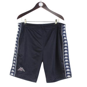 vintage KAPPA track shorts Size XL blue authentic 90s sport full strip big logo track shorts polyester retro athletic rave Football style