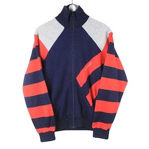 Vintage LE COQ SPORTIF Sweatshirt authentische Strickjacke mit Reißverschluss Größe S Herren 90er 80er Jahre Stil Pullover Retro Sport blaue leichte Verschleiß Trainingsjacke