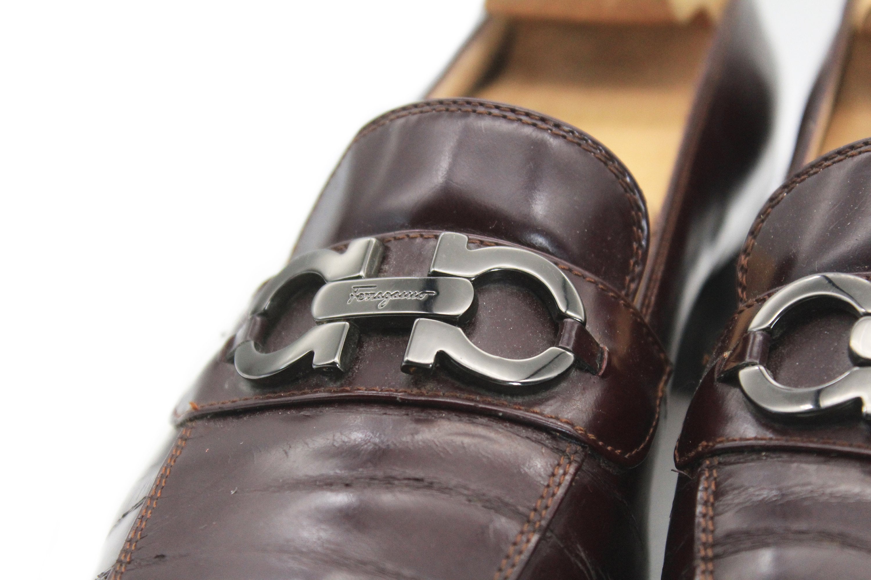 Vintage SALVATORE FERRAGAMO Shoes Authentic Brown Moccasin