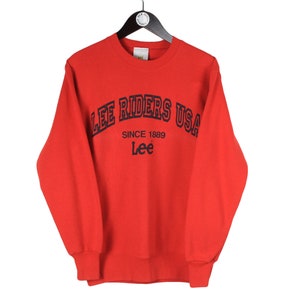 vintage LEE Sweatshirt authentic rare retro sport jumper Size M men&#39;s wear red cotton crewneck 90&#39;s style basic wear pullover big logo sweat