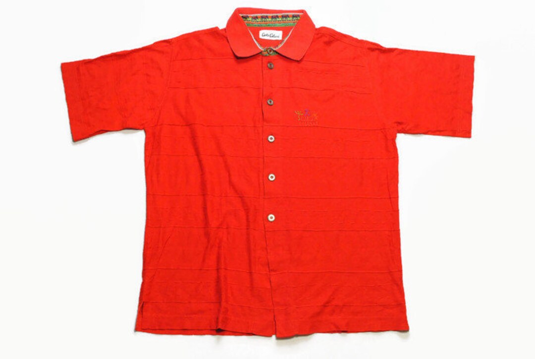 Vintage CARLO COLUCCI Red Cotton Shirt Mens Authentic 90s Retro Red ...
