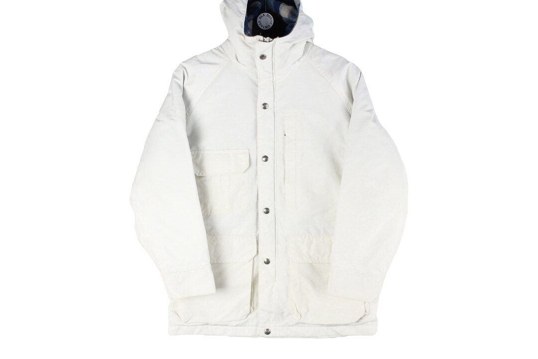 Vintage WOOLRICH Jacket Hooded White Size S Wear Retro Windbreaker Made