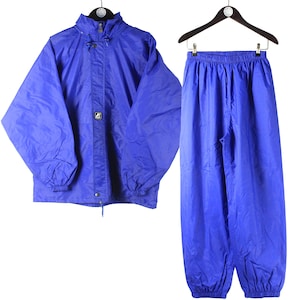 vintage K-WAY Suit Jacket + Pants men&#39;s Size L purple authentic Raincoat 90s rare retro hipster windbreaker outdoor full zip rain
