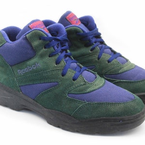vintage REEBOK Trekking Shoes Women&#39;s US 7 authentic athletic boots rare retro sport 90&#39;s casual outdoor trainers green purple sneakers