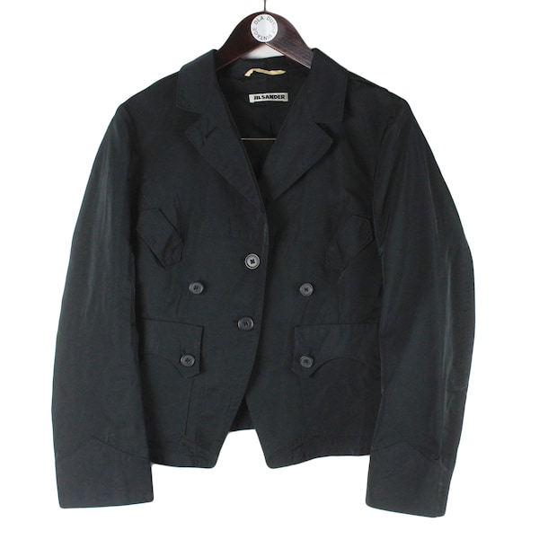 Vintage JIL SANDER blazer veste à manches longues style rétro noir authentique taille 40 fabriqué en Italie des années 90 luxe boutonné sur mesure porter