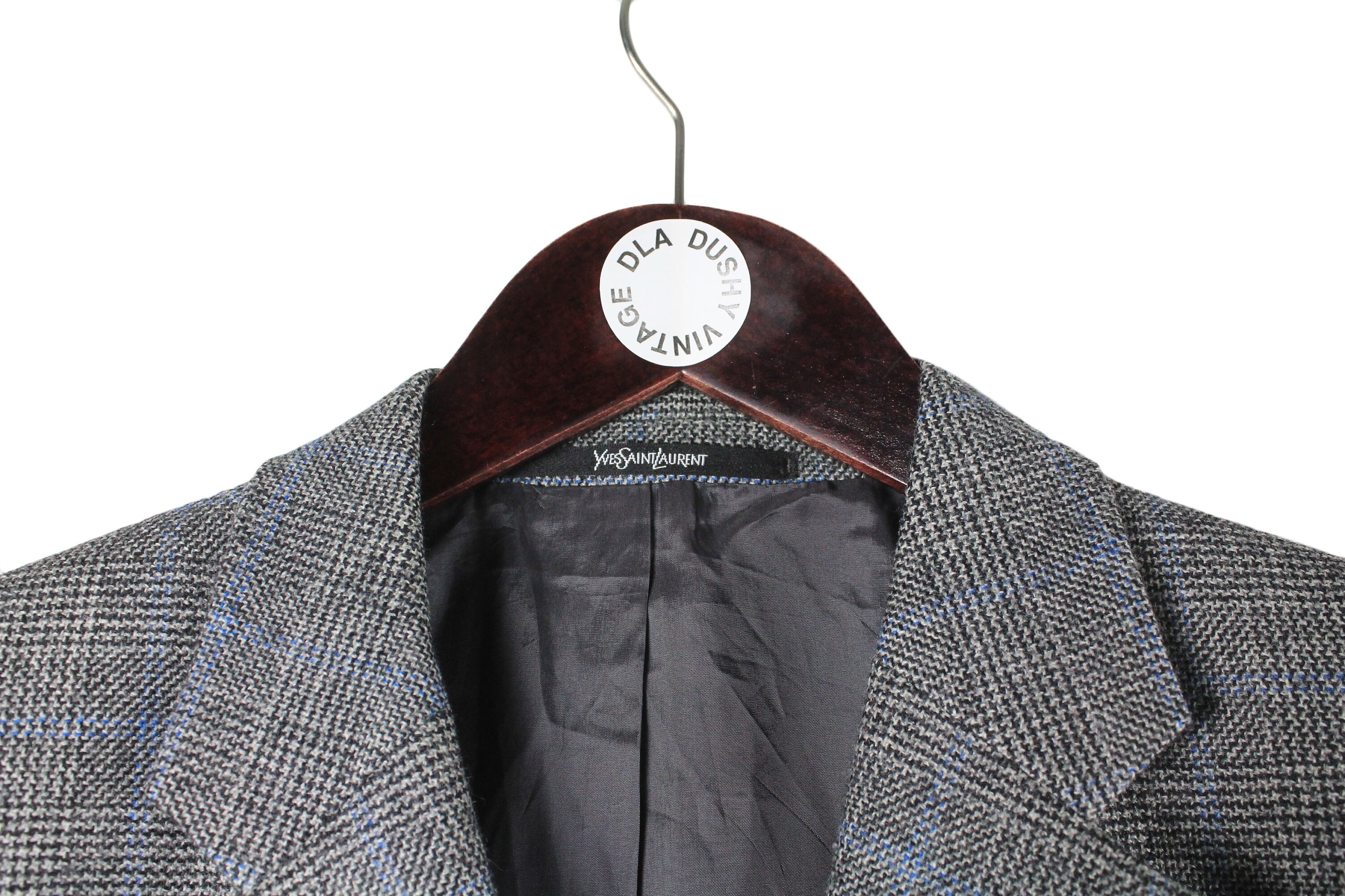 【超希少】イヴサンローラン パイピングブレザー ビンテージ チェック ウール地 超希少】イヴサンローラン パイピングブレザー ビンテージ チェック