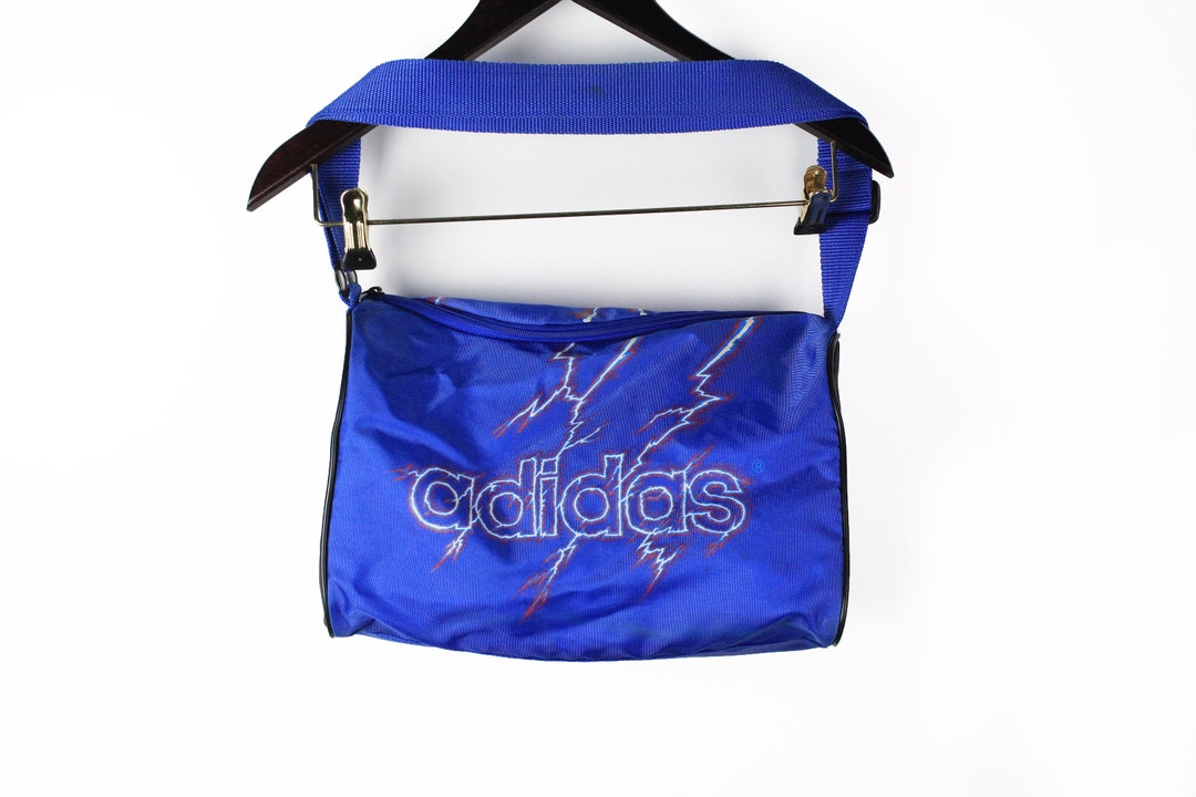 Vintage ADIDAS Messenger Bag Thunder Lightening Blue Sport Etsy