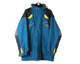 Chaqueta vintage NORDICA talla L/XL para hombre, con logotipo pequeño, auténtica chaqueta cortavientos retro de esquí de los años 90, para deportes de carreras, abrigo azul deportivo con cremallera completa, conjunto cálido