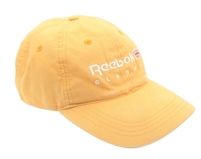 Vintage REEBOK Cap Big Logo Yellow Baseball Hat Sport Headwear One Size ...