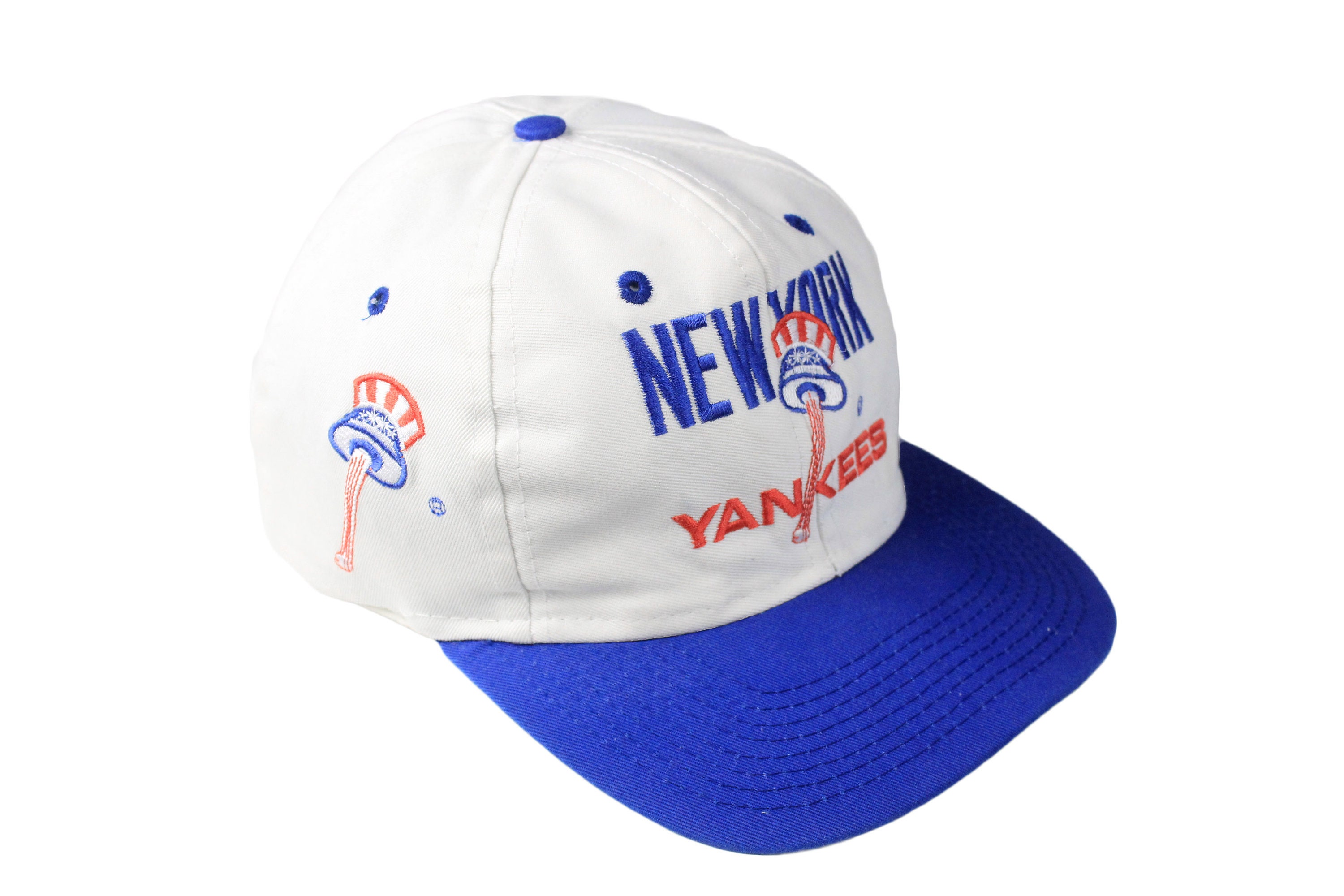 Vintage YANKEES New York Hat Big Logo Cap MLB Team One Size White