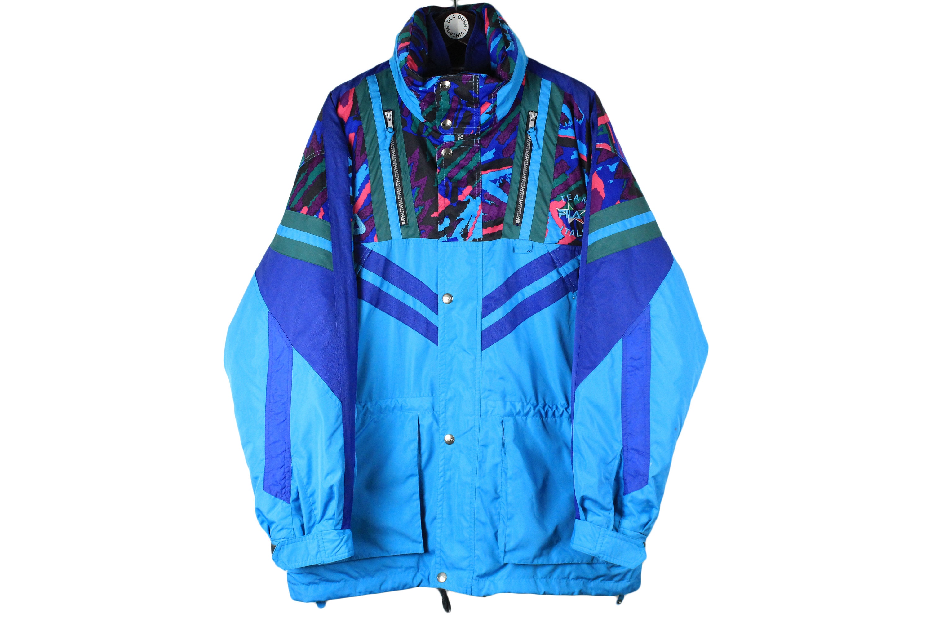Vintage FILA SKI Team Italia Jacket Men's Size XL Bright Blue