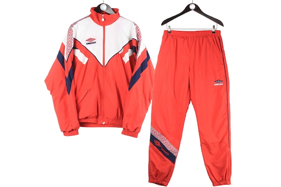 Vintage UMBRO Tracksuit Size M Red Oversize Retro Hipster