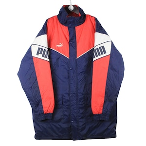 vintage PUMA jacket Size men&#39;s XL authentic blue big logo rare retro rave 90&#39;s oversize streetwear clothing sport athletic wear windbreaker
