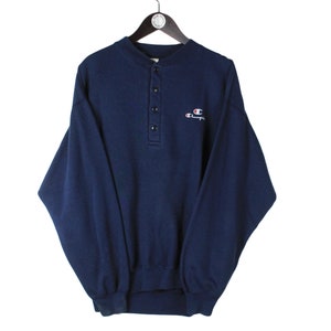 vintage CHAMPION USA small logo sweatshirt Size XL men&#39;s navy long sleeve sport jumper retro rave athletic casual authentic 90&#39;s activewear