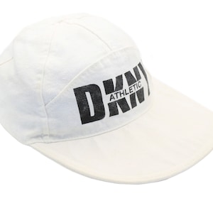 vintage DKNY Cap groß Logo Size S Hut Retro 90er 00er Sonnenblende Sommer selten weiß Luxusmarke