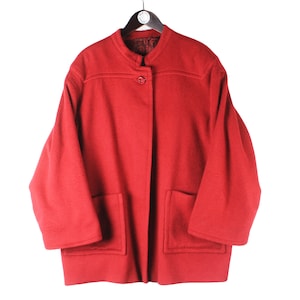 vintage GIANFRANCO FERRE Coat Women's Size XL red authentic Jacket classic luxury style 90's rare cape made in Italy wool collection