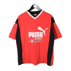 Vintage PUMA Street Soccer Jersey T-shirt Size XL Black 90s