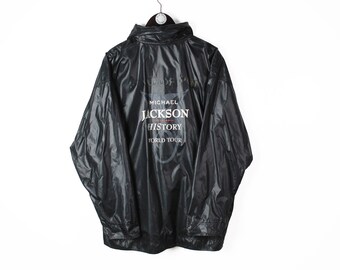Jaqueta vintage MICHAEL JACKSON History 1996 World Tour tamanho masculino M/L autêntico raro retrô dos anos 90 rei do pop usa roupas para shows de música com logotipo grande