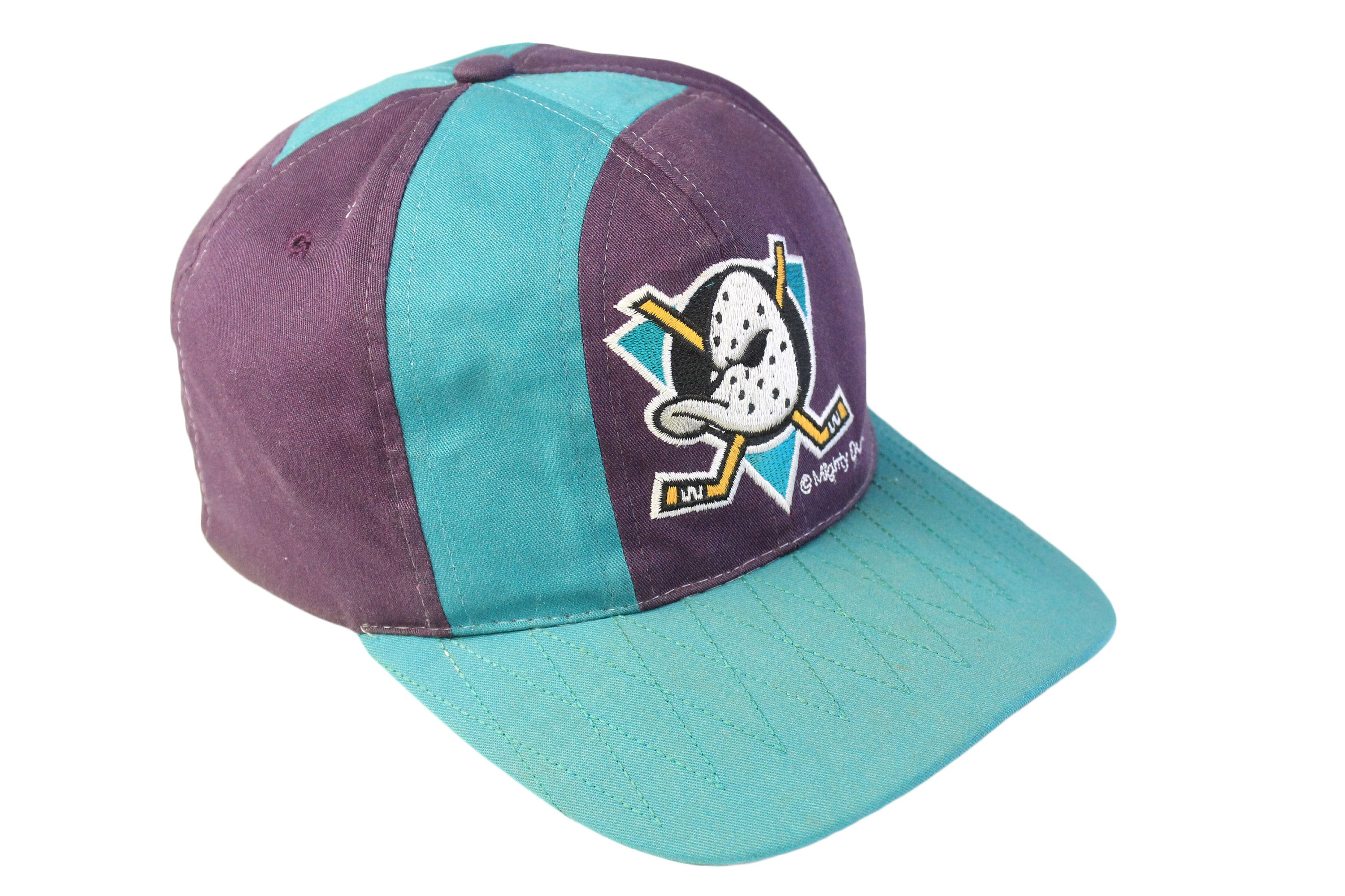 Vintage Starter Anaheim Mighty Ducks NHL Snapback Hat Tri Power Purple/Green