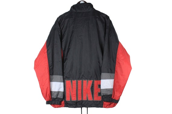 vintage NIKE jacket Size L authentic black red bi… - image 1