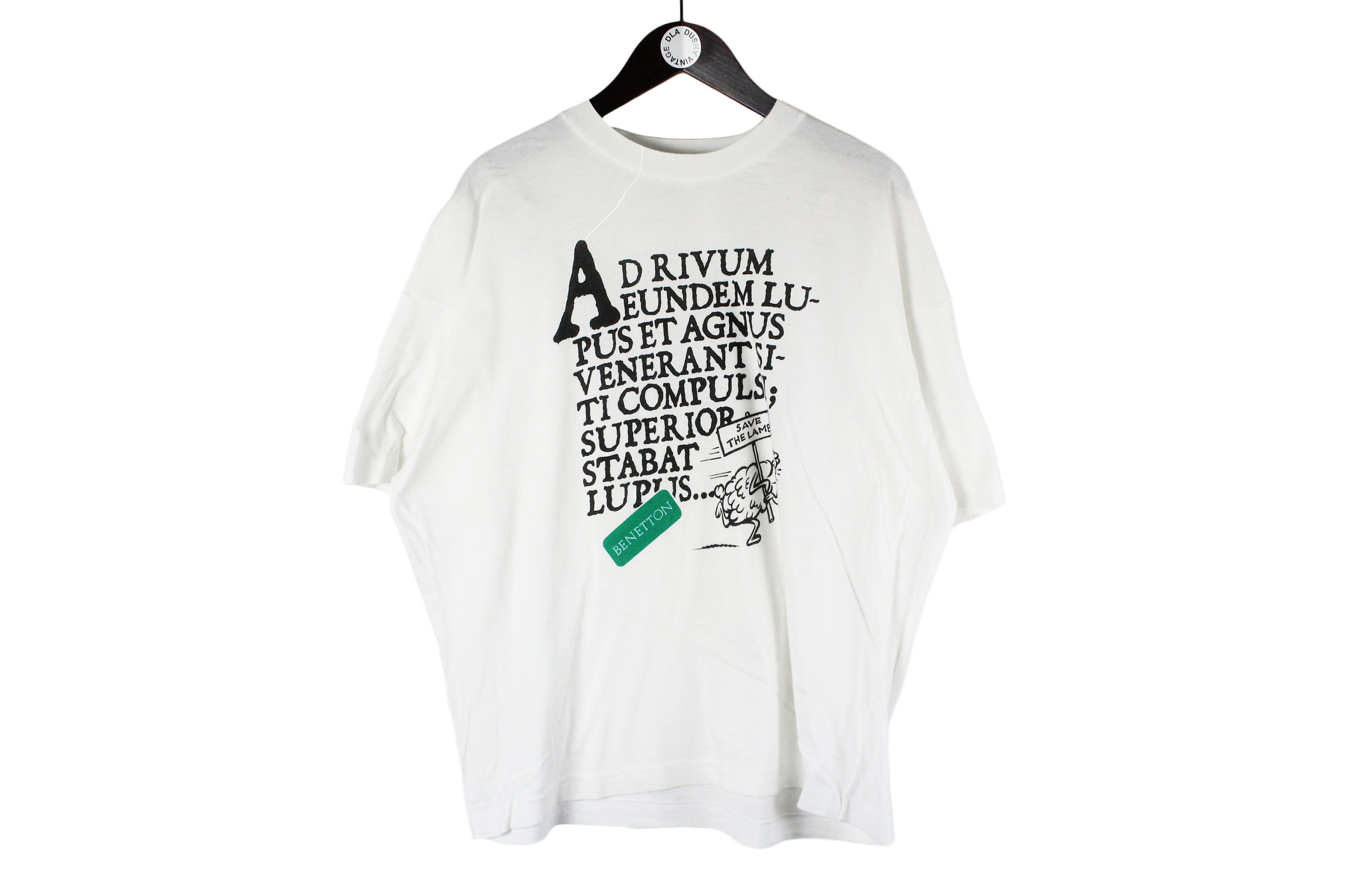 Vintage UNITED COLORS of BENETTON T-shirt Rare Retro White Big