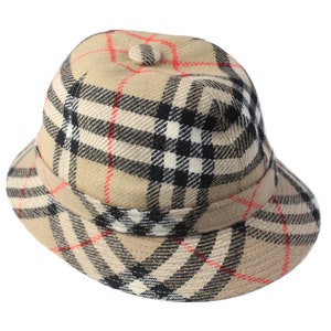 Rare 100% Authentic Burberry Vintage Check Wool Safari Vintage Bucket Hat