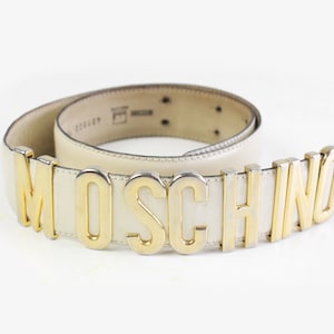 vintage MOSCHINO Waist Belt authentic women&#39;s real leather gold letter rare retro 90s original geniuse unique women&#39;s luxury style