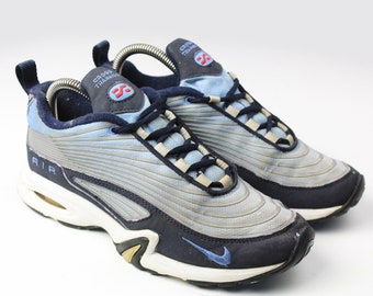 vintage NIKE Air Rapidup Sneakers Women&#39;s authentic athletic shoes US 7 gray blue retro sport style streetwear trainers 90s swoosh shoes