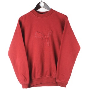 vintage PUMA sweatshirt authentic red pullover Size S men&#39;s athletic sport outfit retro wear big logo 90s streetwear cotton jumper crewneck