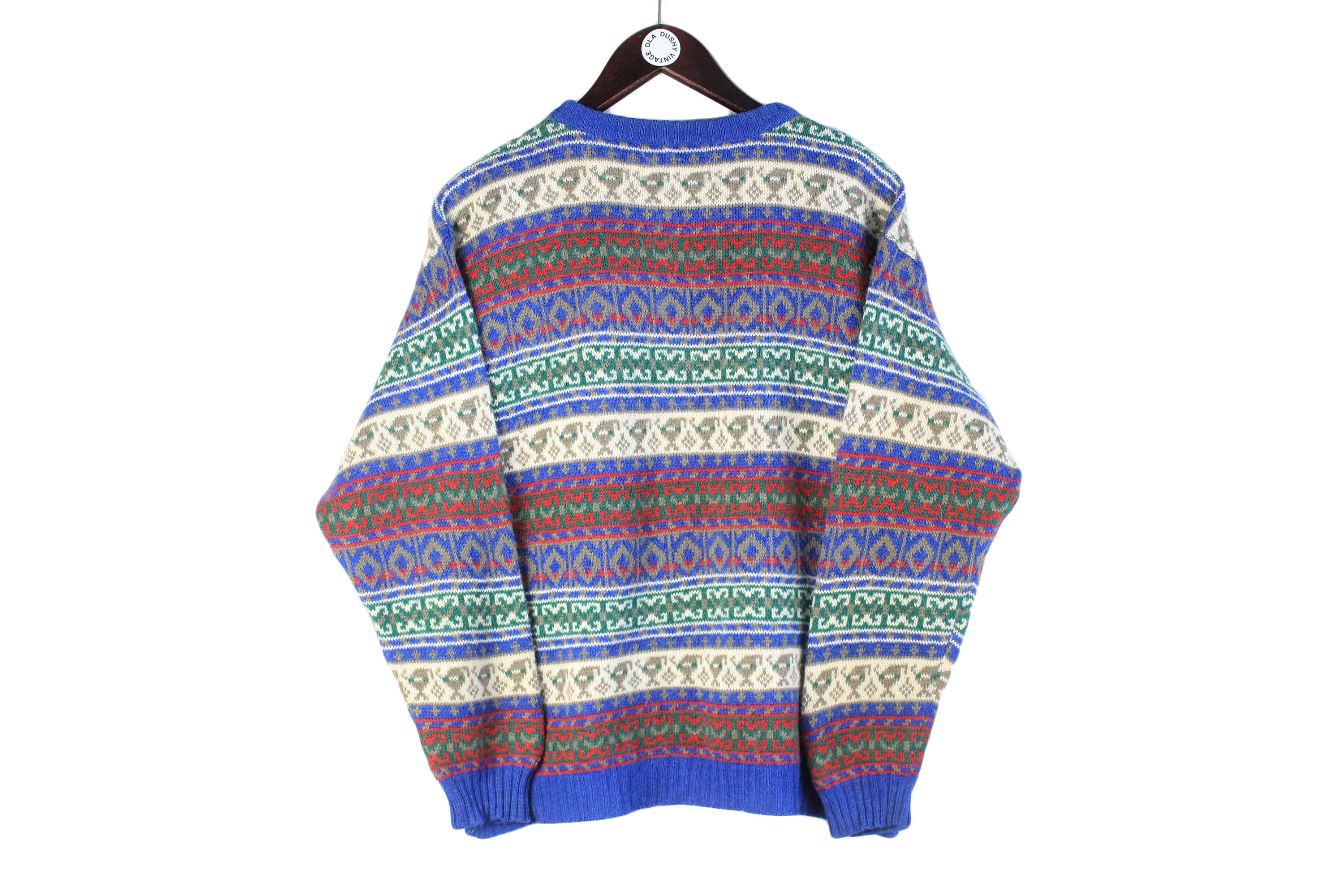 Pull United Colors Of Benetton Vintage Rouge à Motifs - Taille M Homme